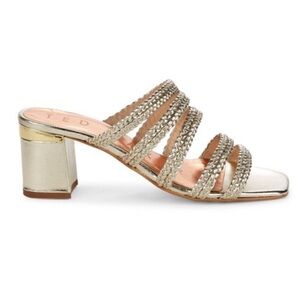 “TED BAKER” Emaliam Woven Gold Mule Sandals